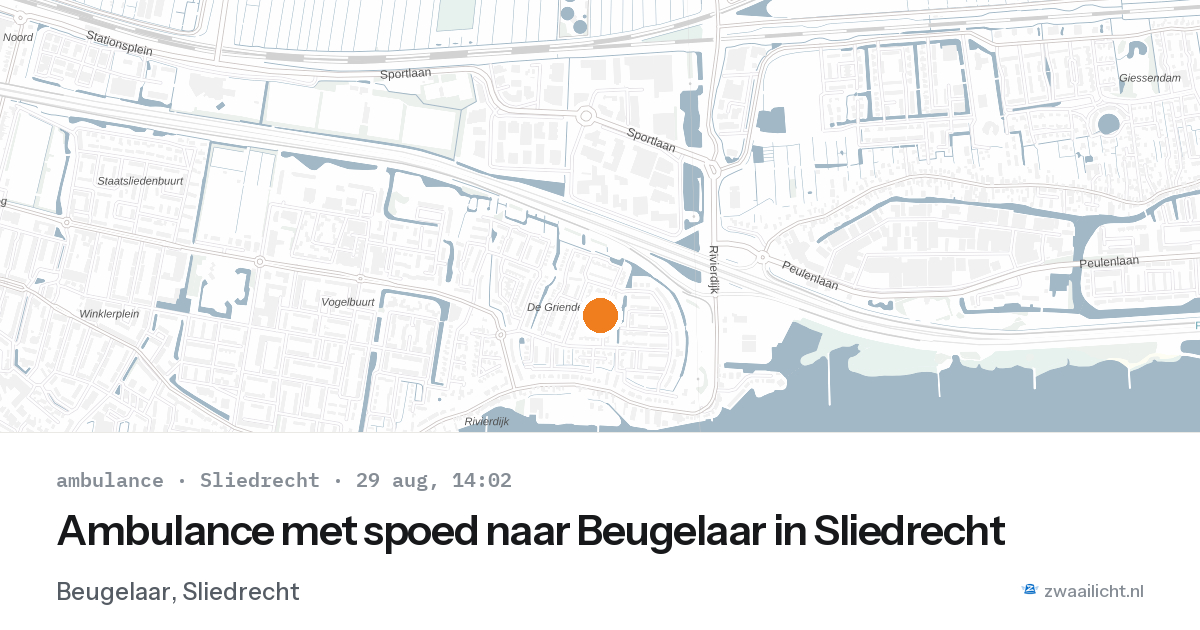 Ambulance met spoed naar Beugelaar in Sliedrecht — 29 aug 2026