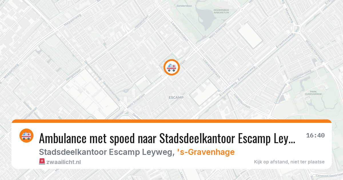 Ambulance met spoed naar Stadsdeelkantoor Escamp Leyweg in 's-Gravenhage — 10 feb 2026