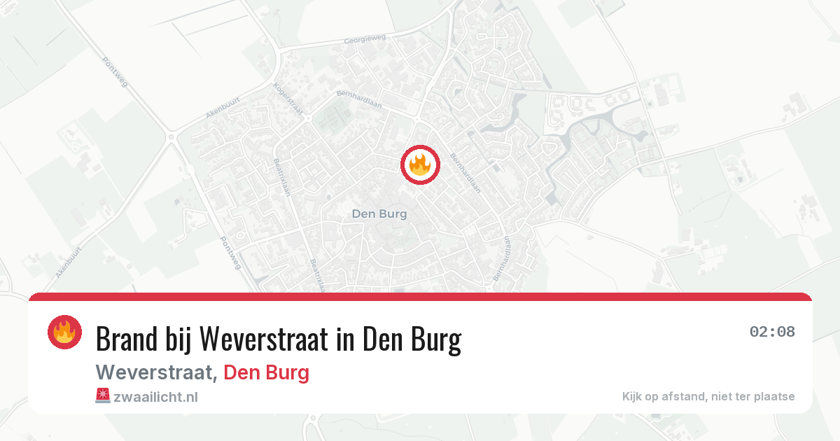 Brand bij Weverstraat in Den Burg — 15 aug 2026