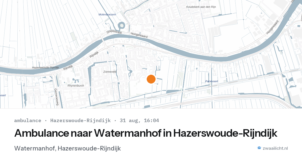 Ambulance naar Watermanhof in Hazerswoude-Rijndijk — 31 aug 2026