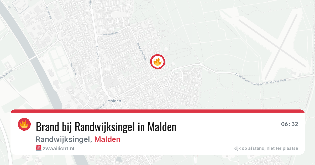 Brand bij Randwijksingel in Malden — 3 aug 2026