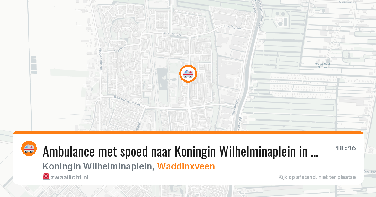 Ambulance met spoed naar Koningin Wilhelminaplein in Waddinxveen — 20 jun 2026