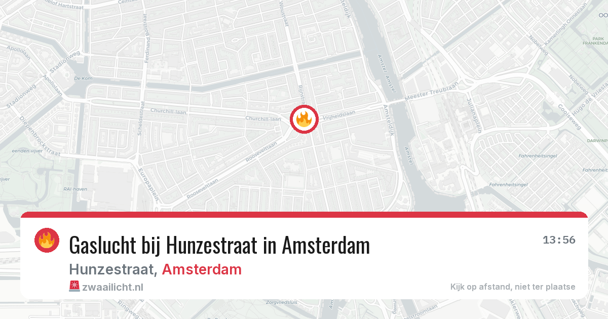 Gaslucht bij Hunzestraat in Amsterdam — 29 mei 2026