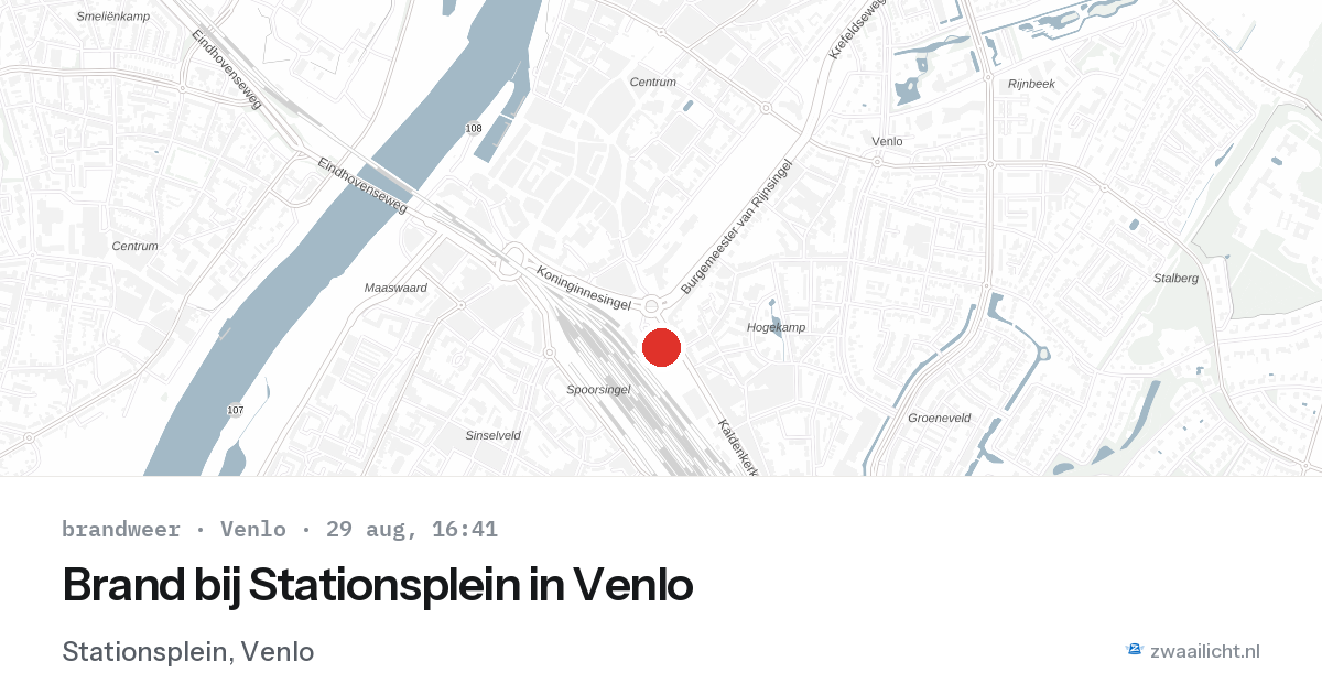 Brand bij Stationsplein in Venlo — 29 aug 2026