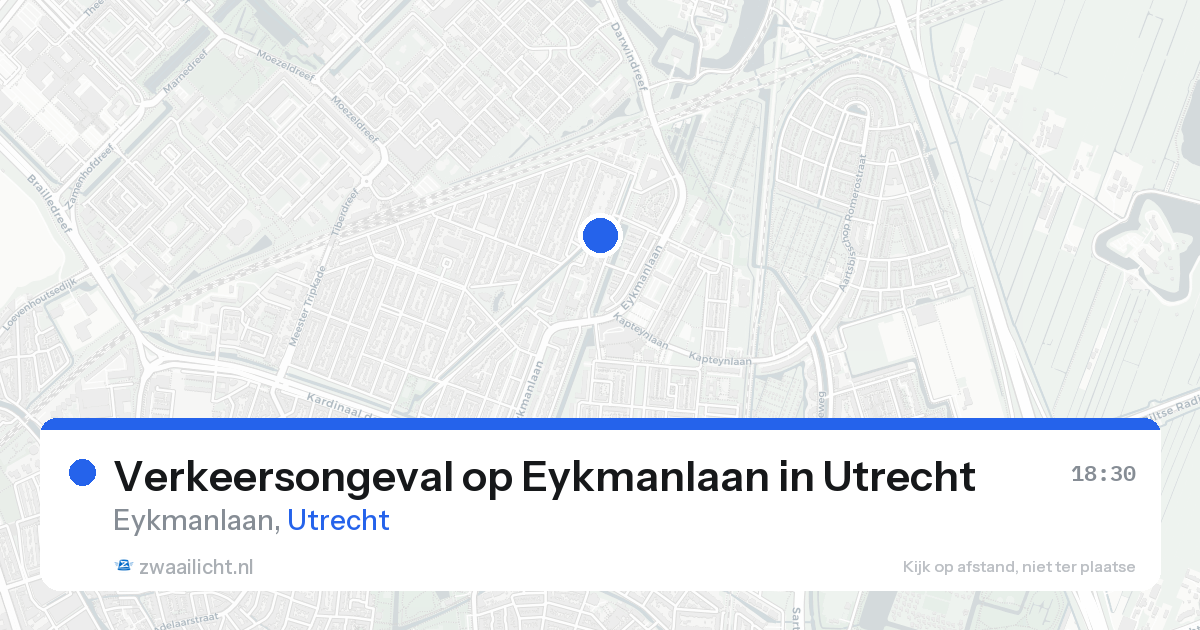 Verkeersongeval op Eykmanlaan in Utrecht — 18 aug 2026