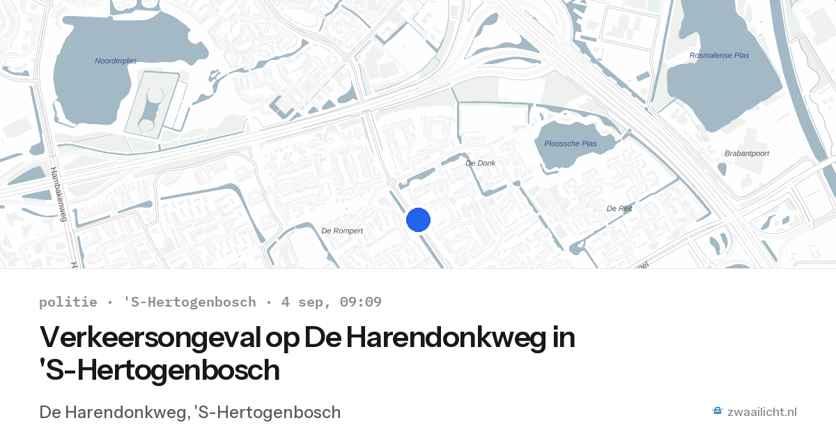 Verkeersongeval op De Harendonkweg in 'S-Hertogenbosch — 4 sep 2026