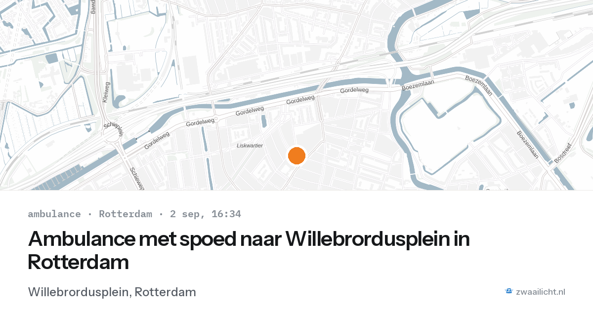 Ambulance met spoed naar Willebrordusplein in Rotterdam — 2 sep 2026