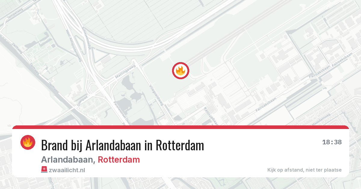 Brand bij Arlandabaan in Rotterdam — 21 mrt 2026
