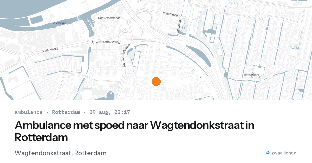 Ambulance met spoed naar Wagtendonkstraat in Rotterdam — 29 aug 2026
