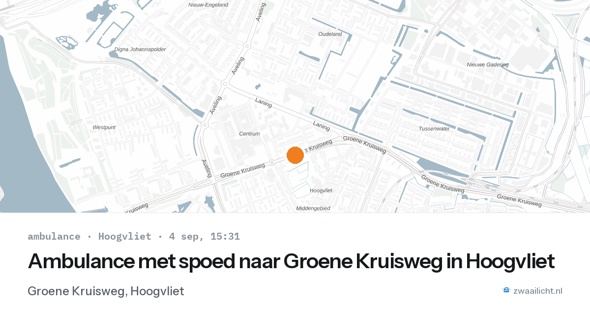 Ambulance met spoed naar Groene Kruisweg in Hoogvliet — 4 sep 2026