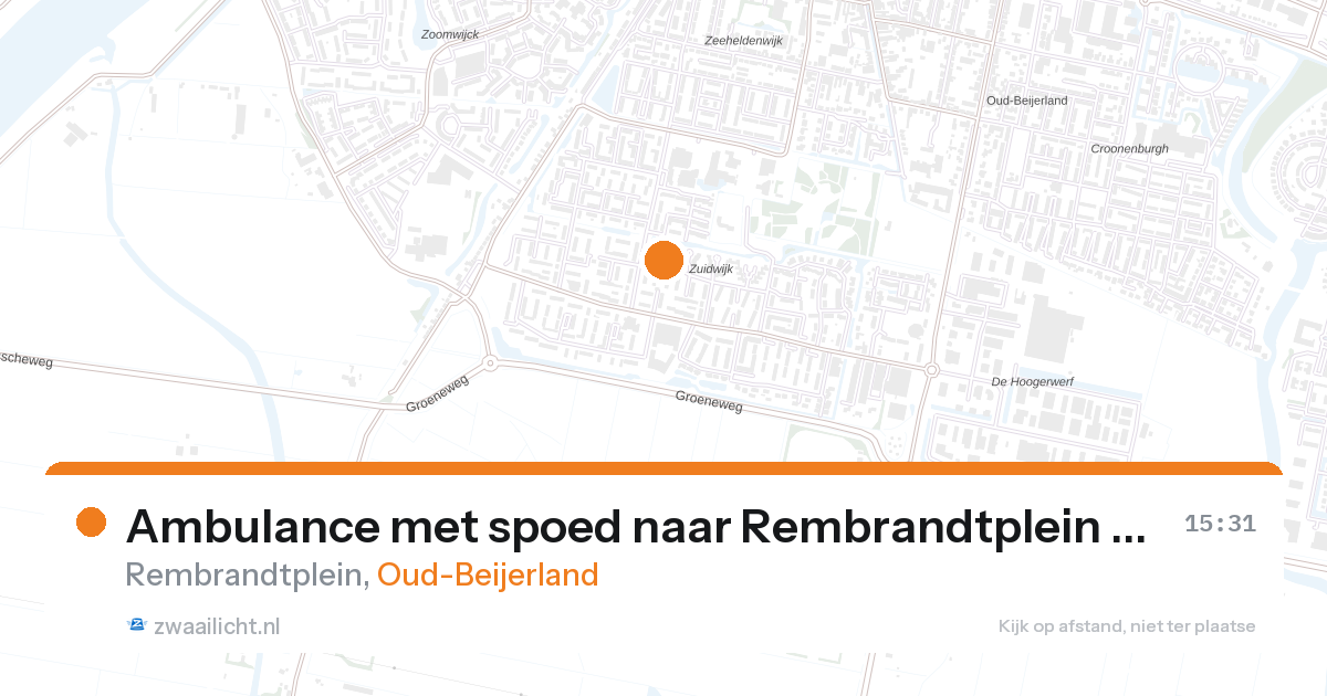 Ambulance met spoed naar Rembrandtplein in Oud-Beijerland — 27 aug 2026