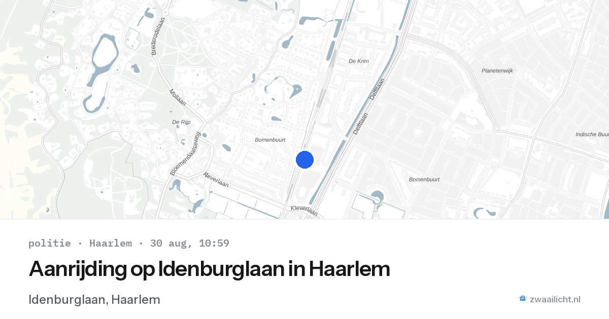 Aanrijding op Idenburglaan in Haarlem — 30 aug 2026