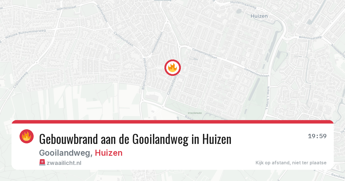 Gebouwbrand aan de Gooilandweg in Huizen — 17 apr 2026