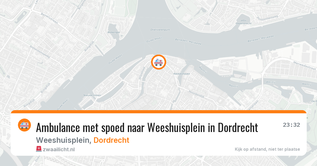 Ambulance met spoed naar Weeshuisplein in Dordrecht — 7 jul 2026