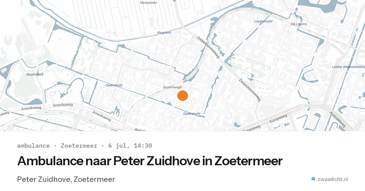 Ambulance naar Peter Zuidhove in Zoetermeer — 6 jul 2026