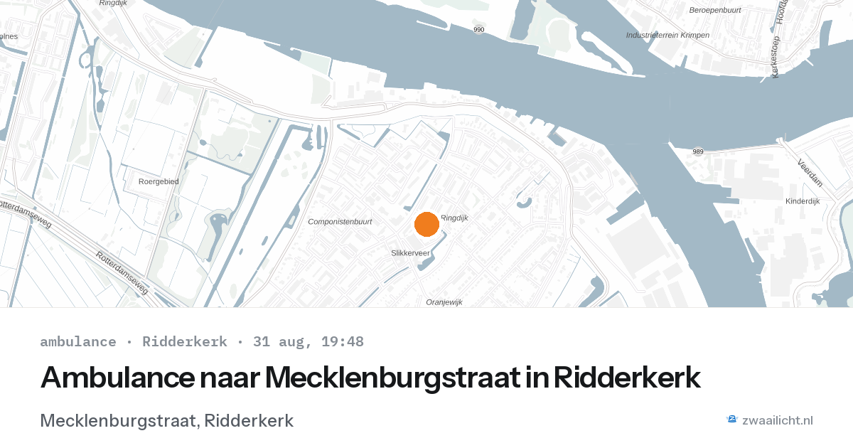 Ambulance naar Mecklenburgstraat in Ridderkerk — 31 aug 2026
