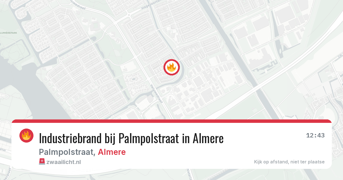 Industriebrand bij Palmpolstraat in Almere — 24 mrt 2026