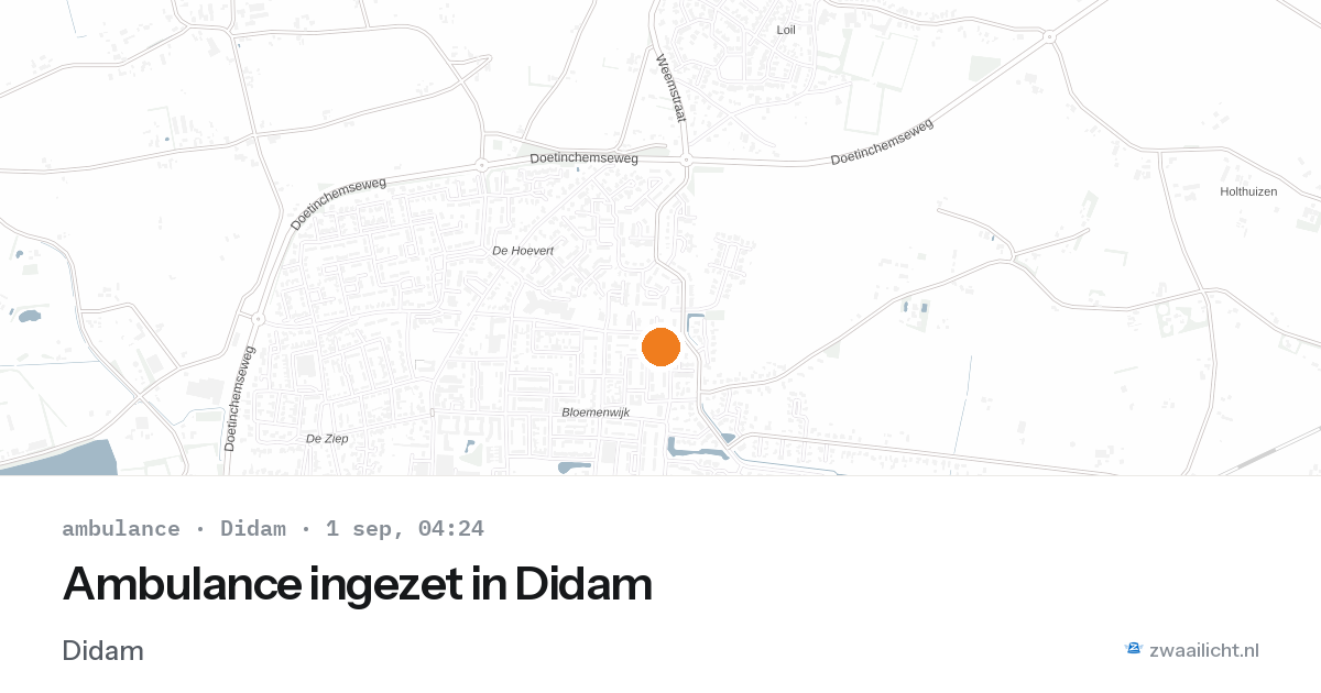 Ambulance ingezet in Didam — 1 sep 2026