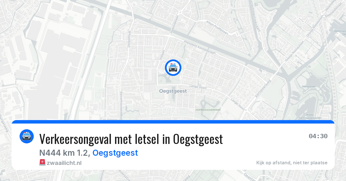 Verkeersongeval met letsel in Oegstgeest — 25 jul 2026