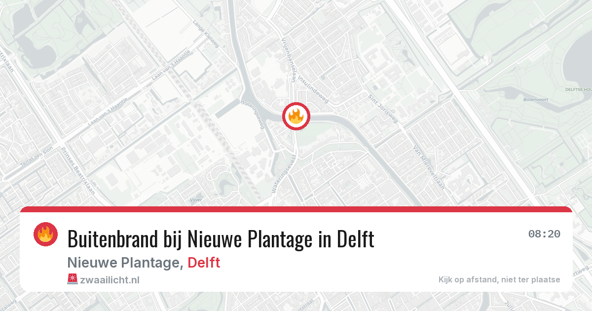Buitenbrand bij Nieuwe Plantage in Delft — 29 jul 2026