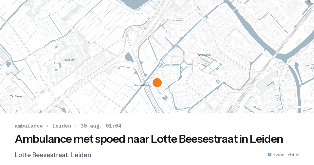 Ambulance met spoed naar Lotte Beesestraat in Leiden — 29 aug 2026