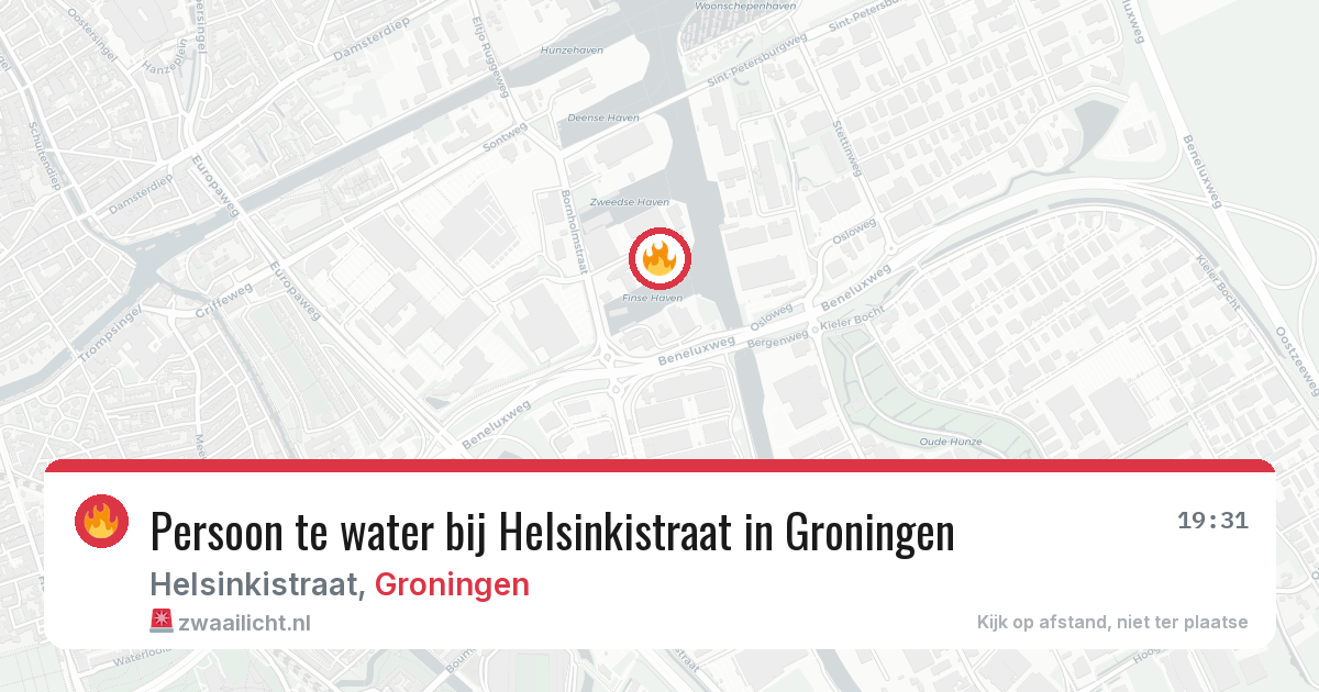 Persoon te water bij Helsinkistraat in Groningen — 15 feb 2026
