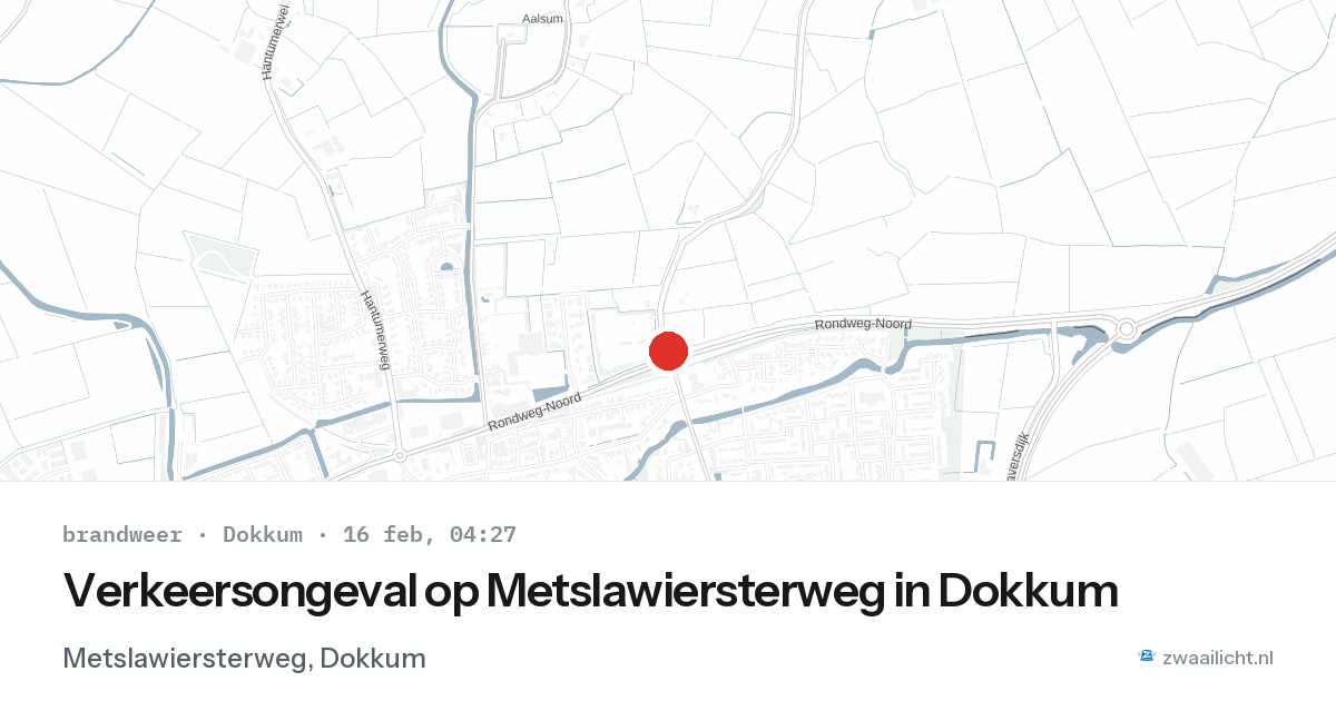 Verkeersongeval op Metslawiersterweg in Dokkum — 16 feb 2026