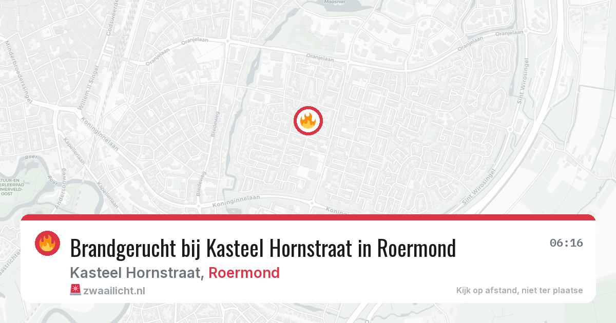 Brandgerucht bij Kasteel Hornstraat in Roermond — 8 jun 2026