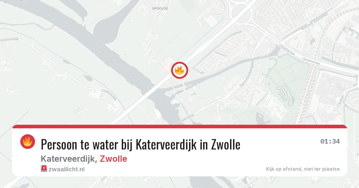 Persoon te water bij Katerveerdijk in Zwolle — 9 aug 2026
