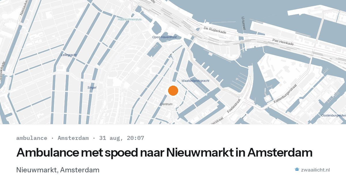Ambulance met spoed naar Nieuwmarkt in Amsterdam — 31 aug 2026