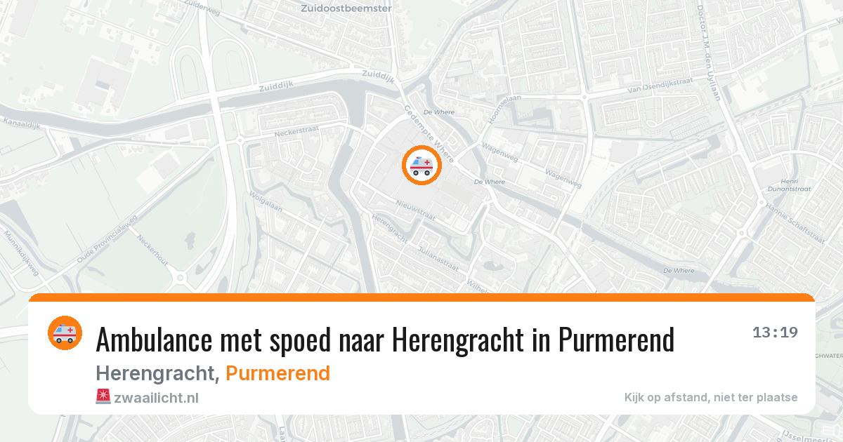 Ambulance met spoed naar Herengracht in Purmerend — 28 jun 2026