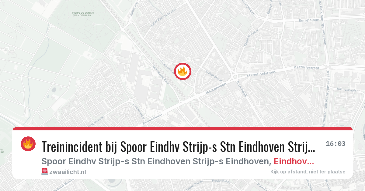 Treinincident bij Spoor Eindhv Strijp-s Stn Eindhoven Strijp-s Eindhoven in Eindhoven — 14 jul 2026