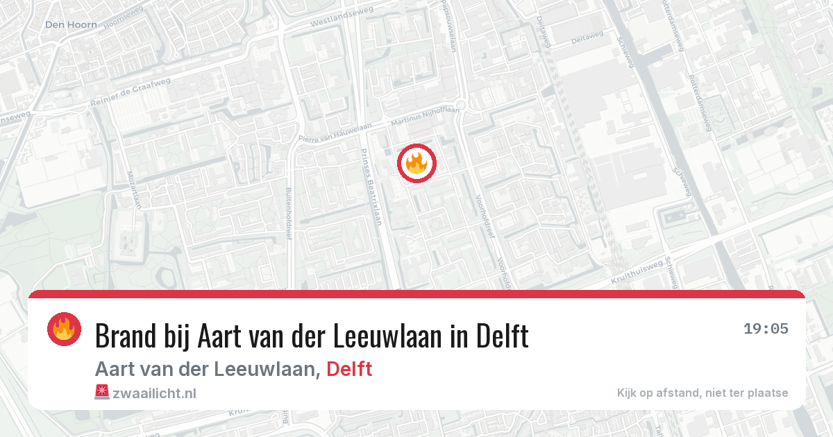 Brand bij Aart van der Leeuwlaan in Delft — 11 aug 2026