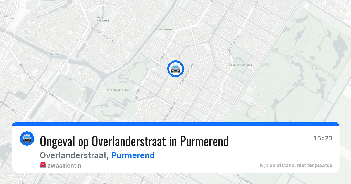 Ongeval op Overlanderstraat in Purmerend — 13 aug 2026