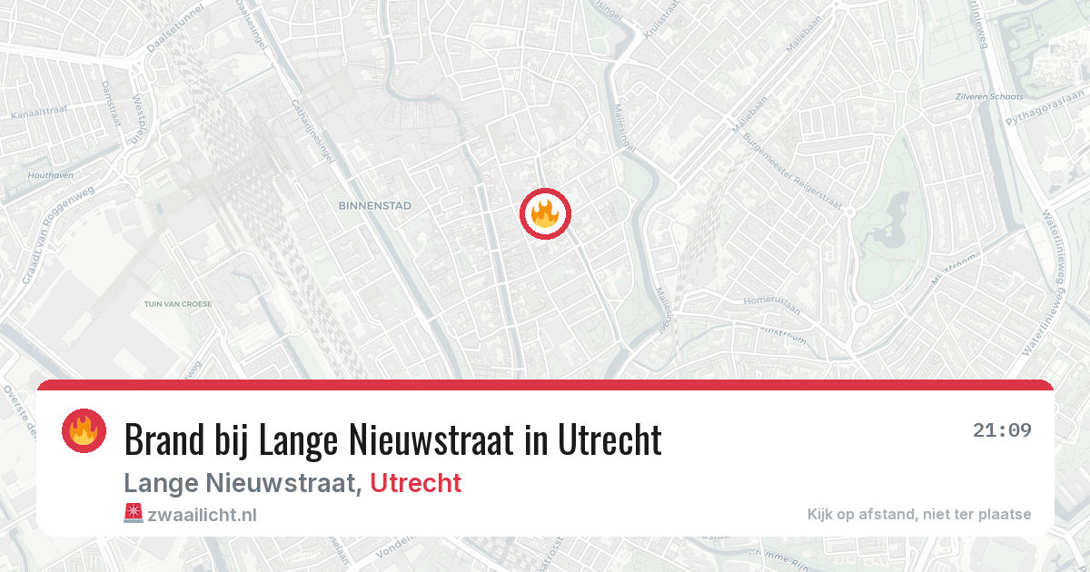 Brand bij Lange Nieuwstraat in Utrecht — 13 aug 2026