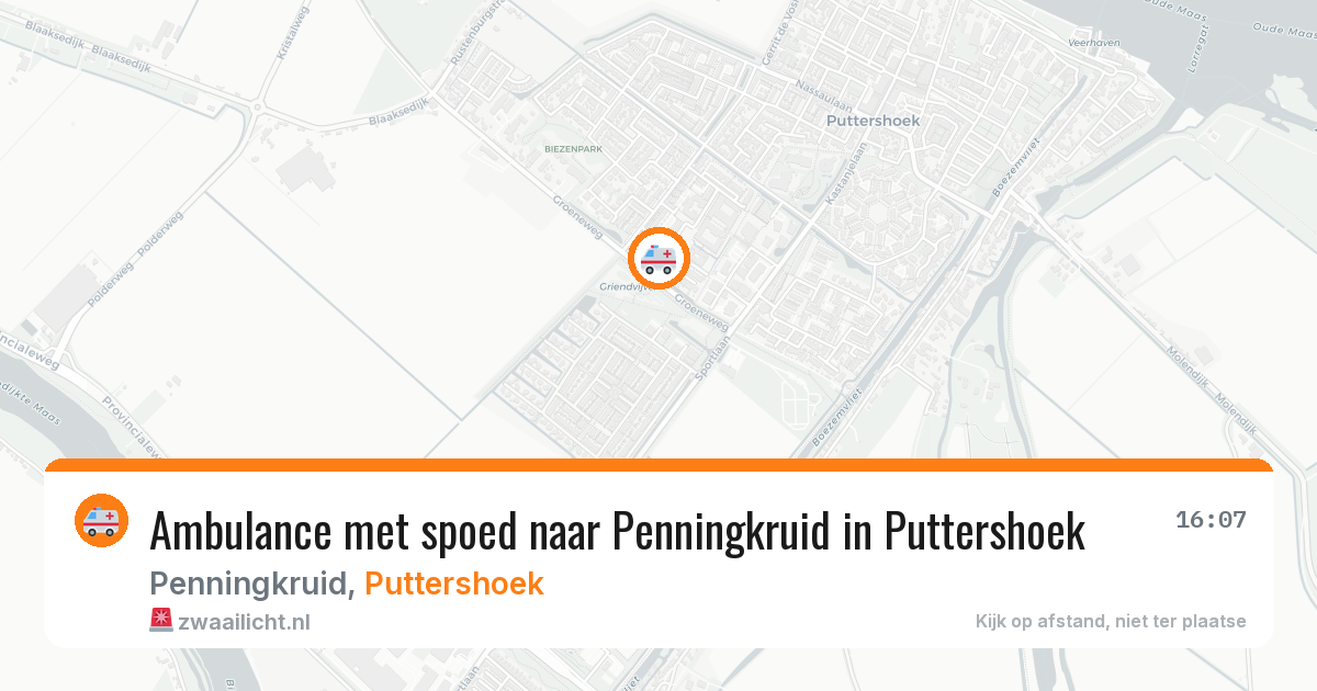 Ambulance met spoed naar Penningkruid in Puttershoek — 14 aug 2026