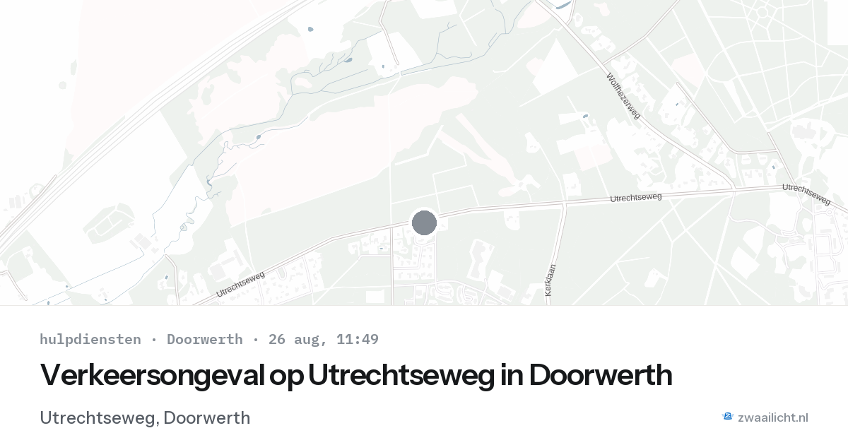 Verkeersongeval op Utrechtseweg in Doorwerth — 26 aug 2026
