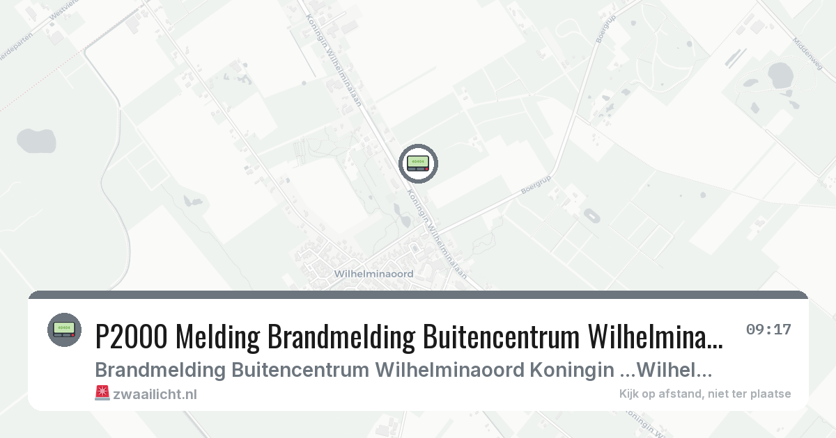 P2000 Melding Brandmelding Buitencentrum Wilhelminaoord Koningin Wilhelminala Wilhelminaoord, Wilhelminaoord — 2 apr 2026