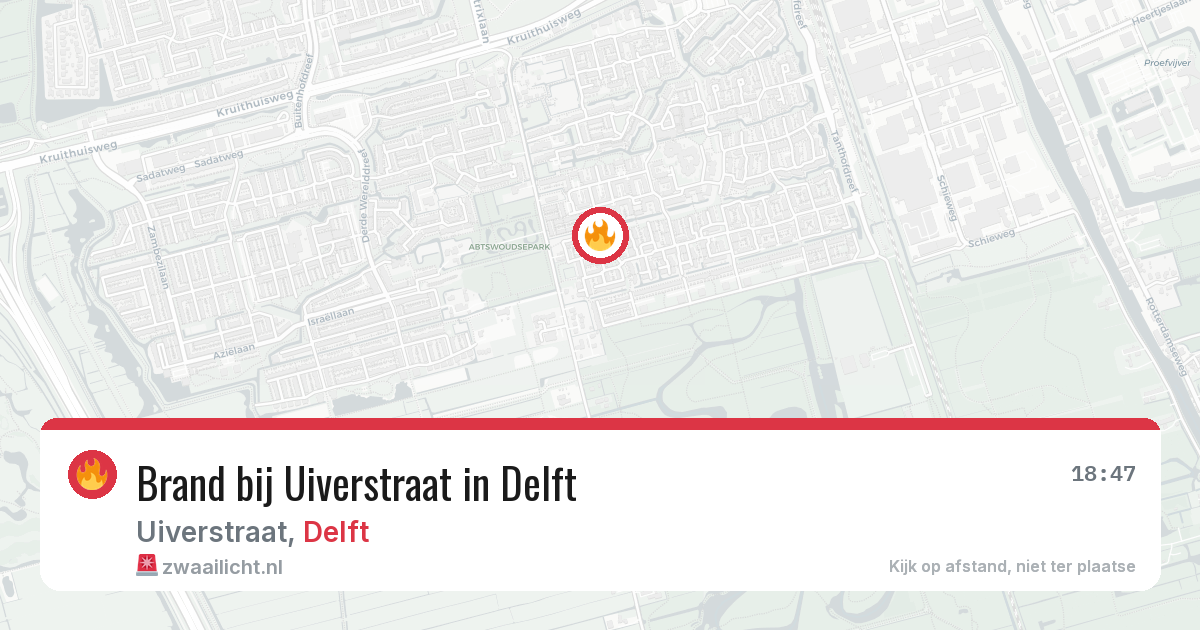 Brand bij Uiverstraat in Delft — 11 mei 2026