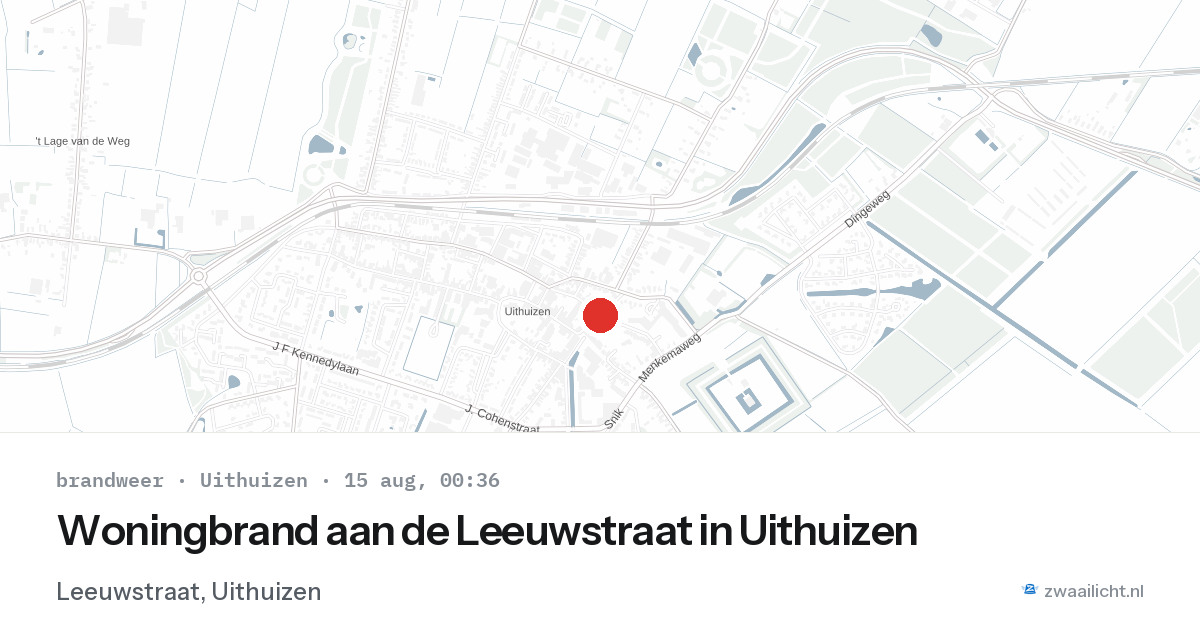 Woningbrand aan de Leeuwstraat in Uithuizen — 14 aug 2026