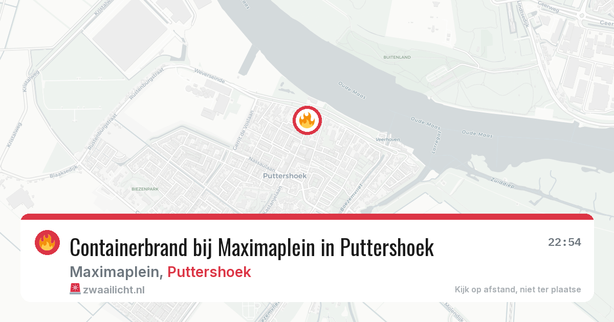 Containerbrand bij Maximaplein in Puttershoek — 6 mrt 2026