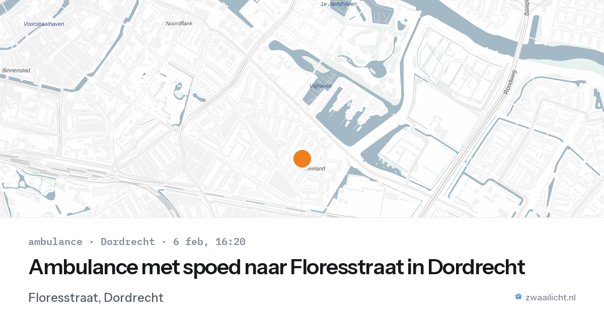 Ambulance met spoed naar Floresstraat in Dordrecht — 6 feb 2026