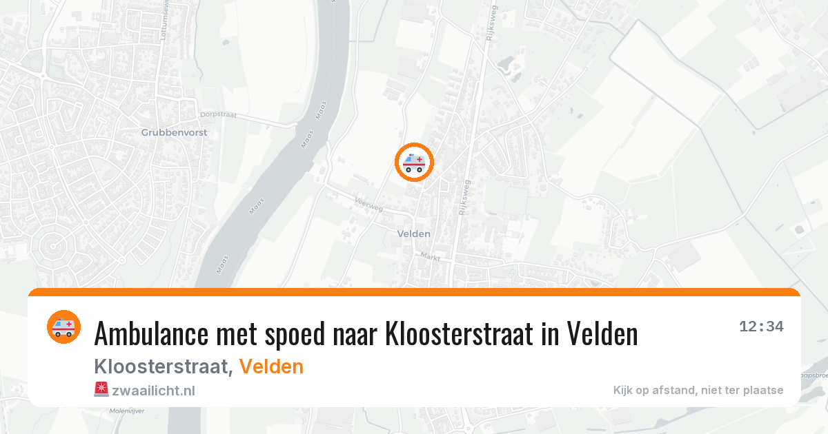Ambulance met spoed naar Kloosterstraat in Velden — 16 jun 2026