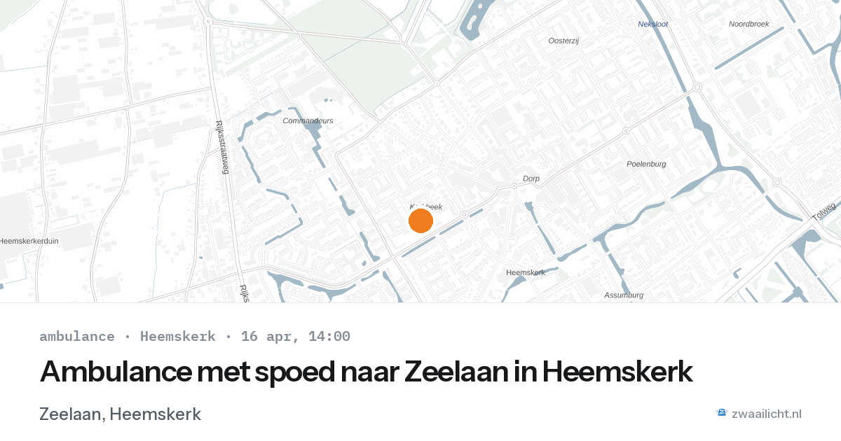 Ambulance met spoed naar Zeelaan in Heemskerk — 16 apr 2026
