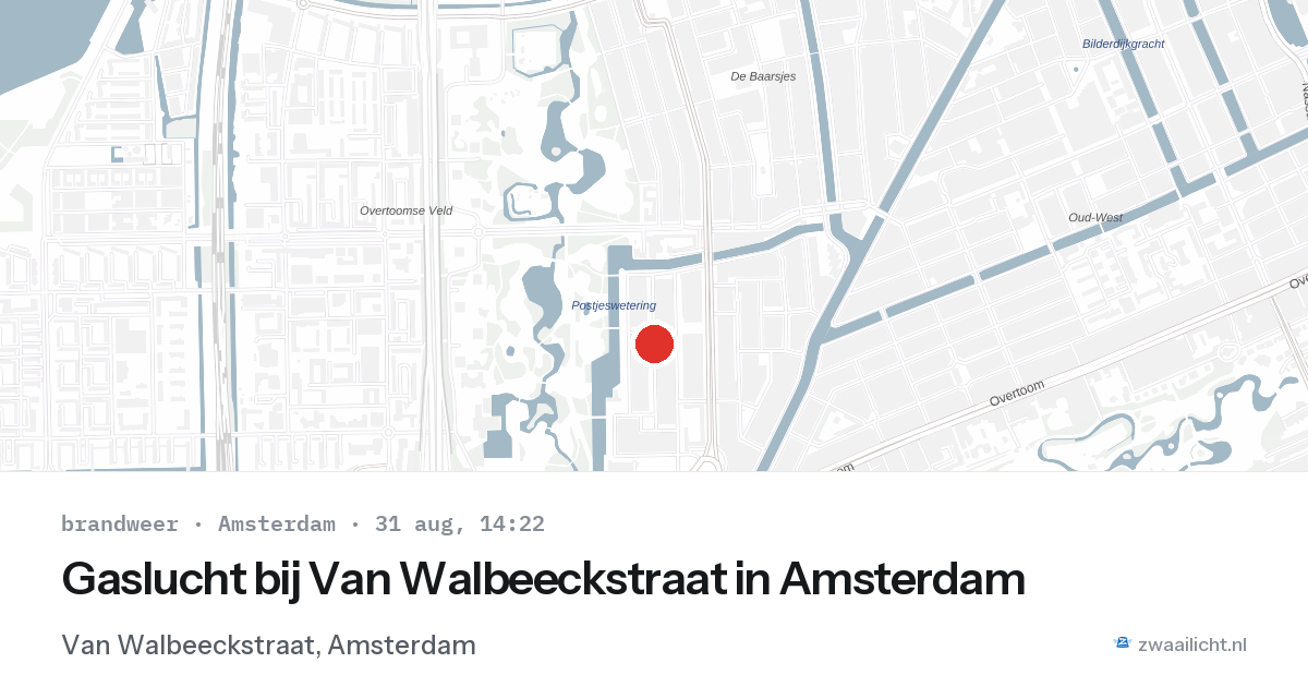 Gaslucht bij Van Walbeeckstraat in Amsterdam — 31 aug 2026