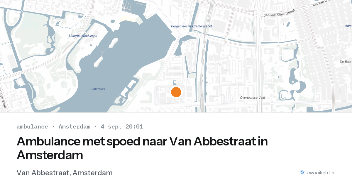 Ambulance met spoed naar Van Abbestraat in Amsterdam — 4 sep 2026