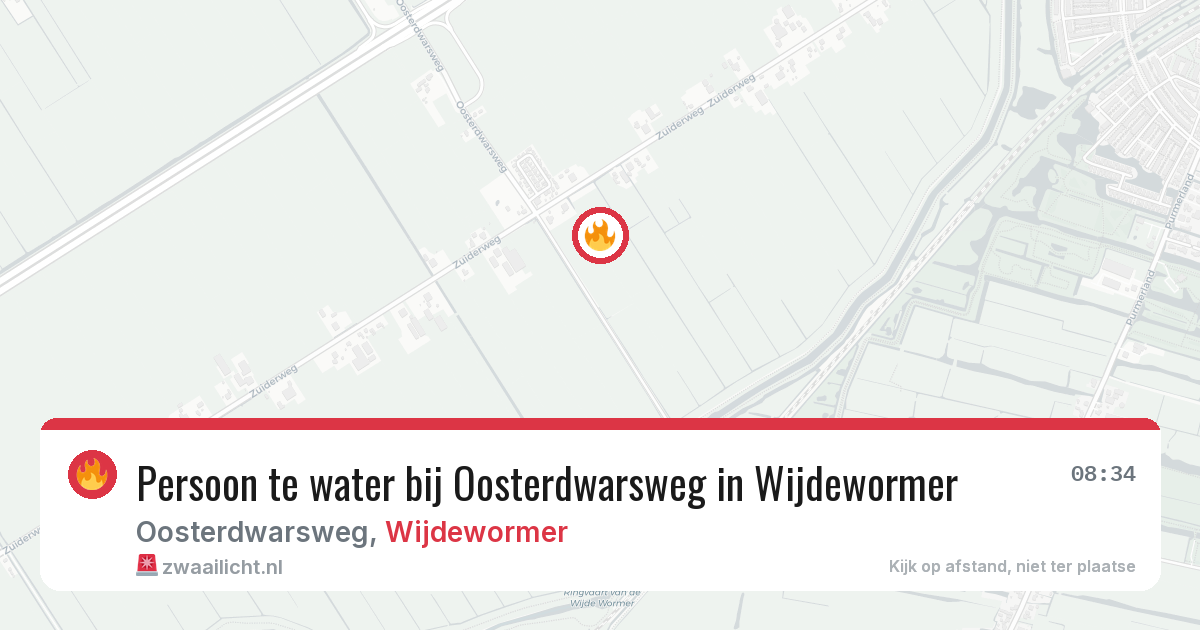 Persoon te water bij Oosterdwarsweg in Wijdewormer — 4 aug 2026