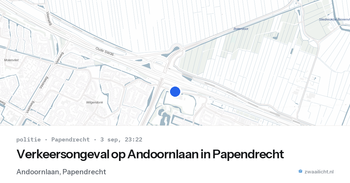 Verkeersongeval op Andoornlaan in Papendrecht — 3 sep 2026