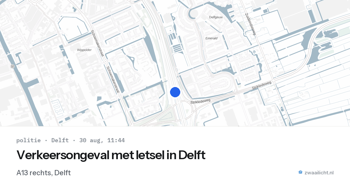 Verkeersongeval met letsel in Delft — 30 aug 2026