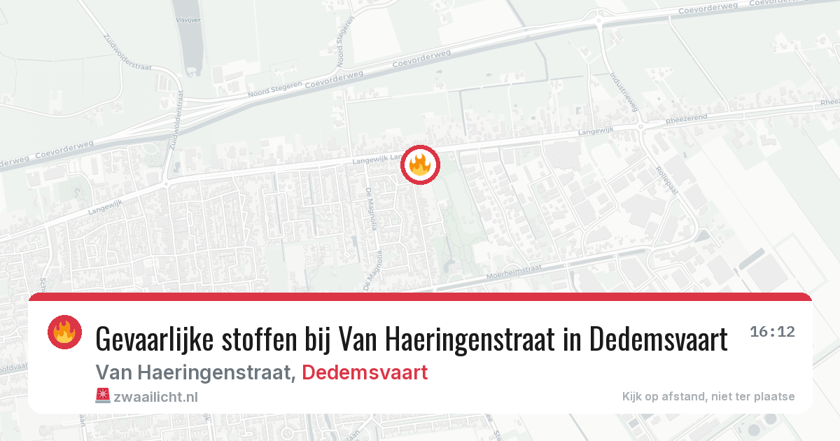 Gevaarlijke stoffen bij Van Haeringenstraat in Dedemsvaart — 23 jul 2026